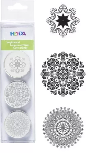 Razítko akryl kulaté ornamenty 3 ks